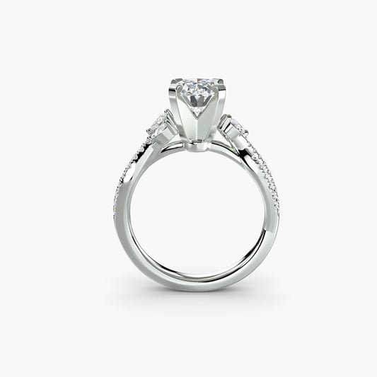 Zinnia solitaire engagement ring setting in white gold, front view, Luma Jewellery