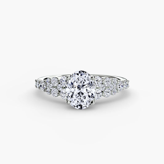 Astra solitaire engagement ring setting in white gold, side view, Luma Jewellery