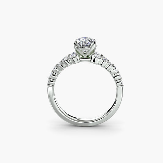 Astra solitaire engagement ring setting in white gold, front view, Luma Jewellery
