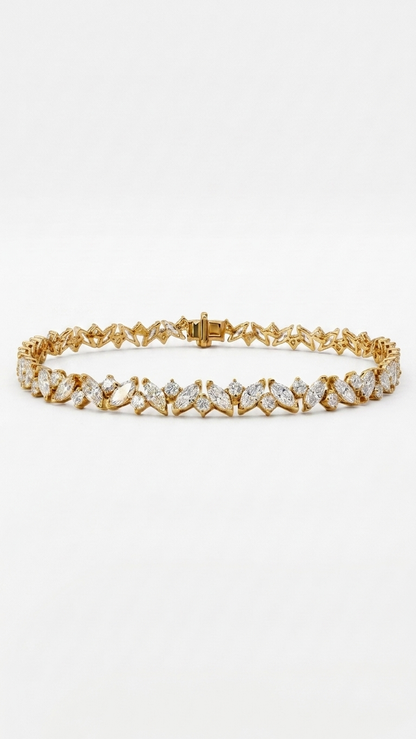 Alethea marquise lab grown diamond tennis bracelet in 14k yellow gold, 5.14ct, Luma Jewellery