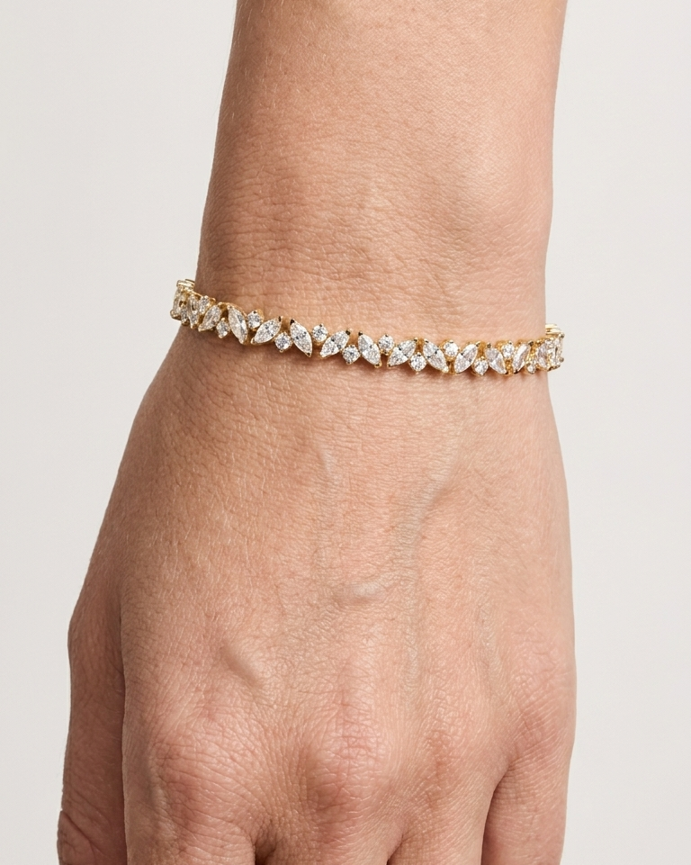 Alethea diamond tennis bracelet with marquise and round cuts, Luma Jewellery