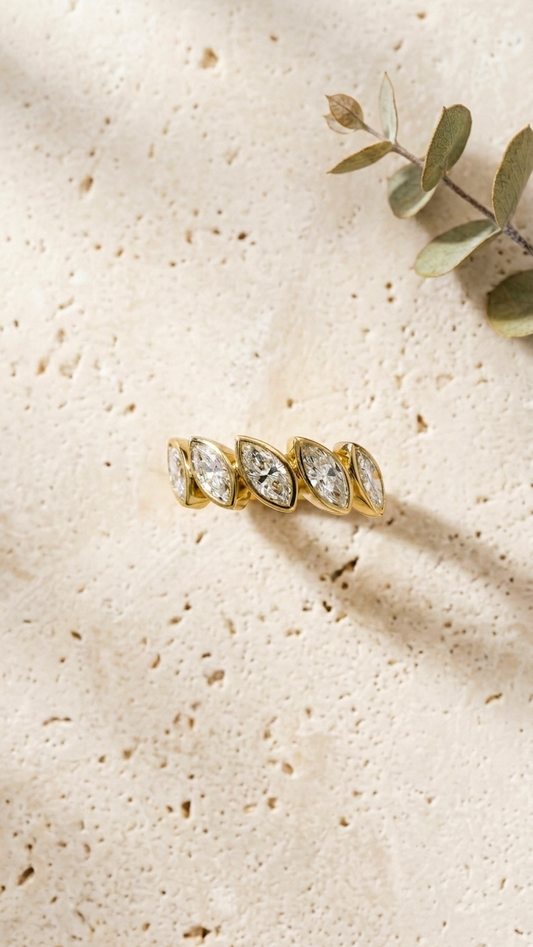Alura marquise lab grown diamond ring in 14k gold, 1.50ct, Luma Jewellery