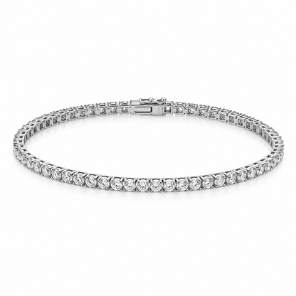 Ameline platinum classic set Diamonds (LG) tennis bracelet on a white background