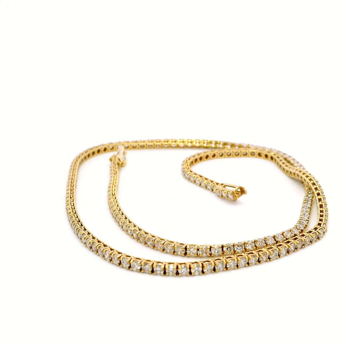 Ash gold and diamond necklace, side view, Luma Jewellery