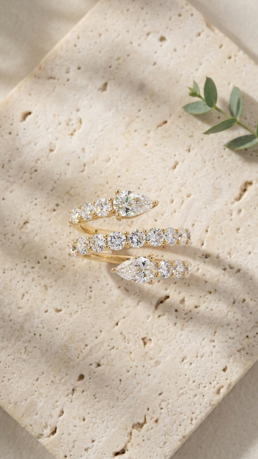 Avara serpent lab grown diamond ring in 14k yellow gold, 2.52ct, Luma Jewellery