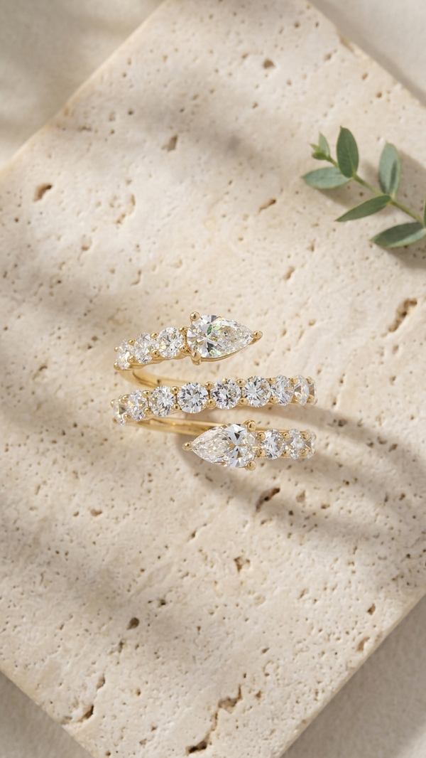 Avara Gold Lab Grown Diamond Serpent Ring
