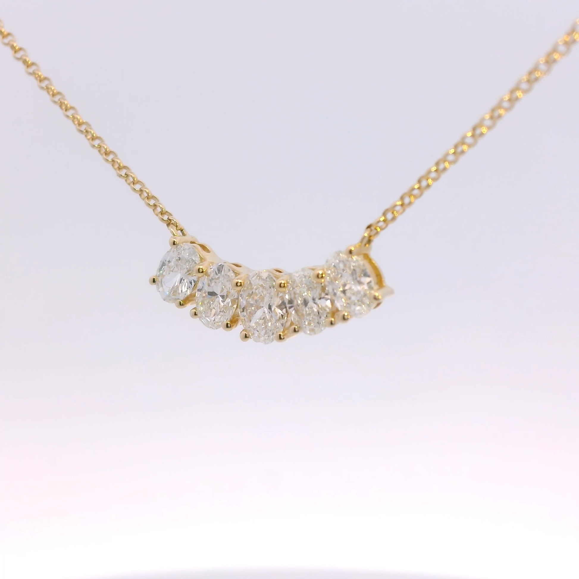 Aveline lab grown diamond necklace detail, 14k yellow gold, Luma Jewellery