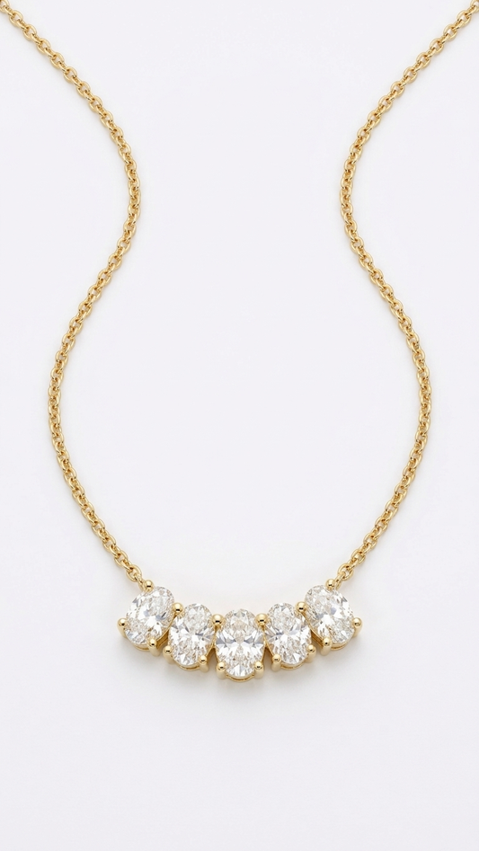 Aveline yellow gold necklace with lab grown diamonds on white, Luma Jewellery