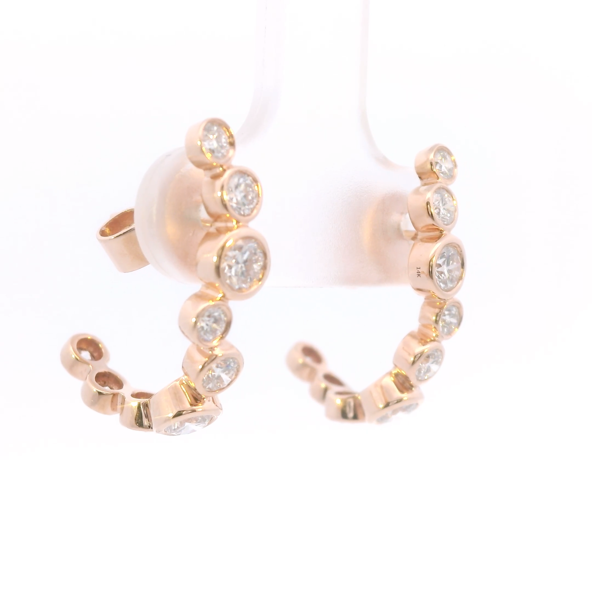 Cassia rose gold diamond earrings, side view, Luma Jewellery
