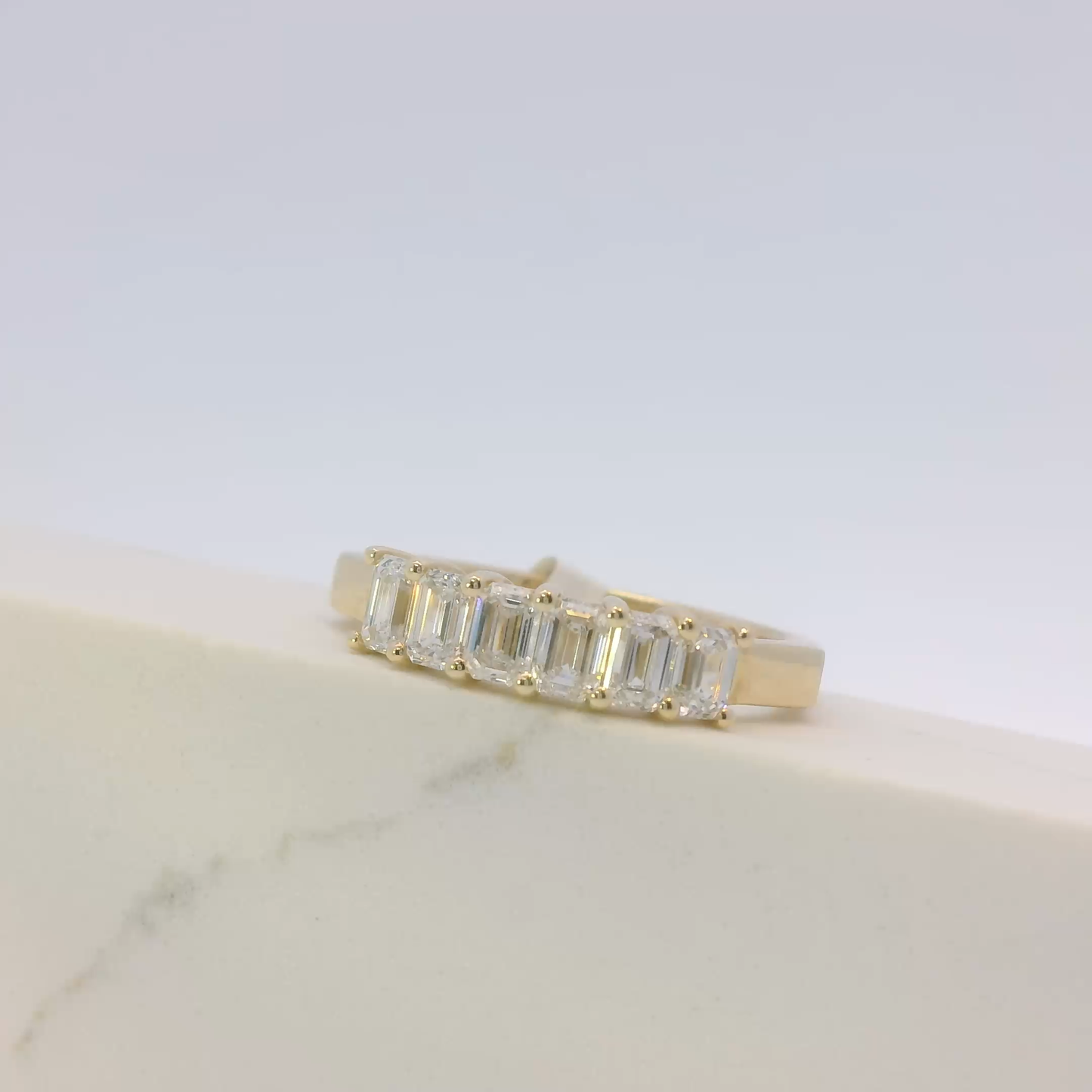 Cassiane emerald cut diamond band, gold, Luma Jewellery