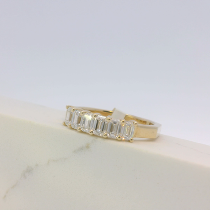 Cassiane emerald cut diamond ring, side view, Luma Jewellery