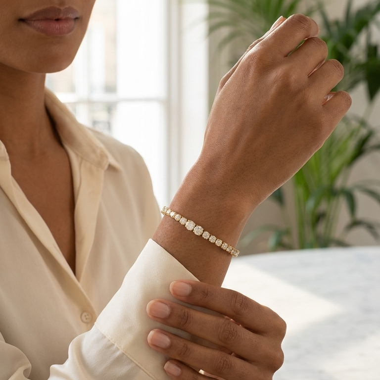 Cedrine tennis bracelet with 74 round brilliant lab grown diamonds, Luma Jewellery