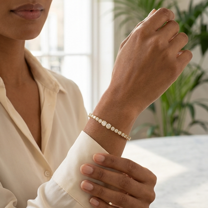 Cedrine tennis bracelet with 74 round brilliant lab grown diamonds, Luma Jewellery