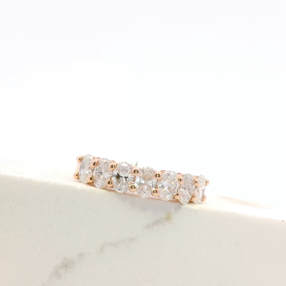 Celine oval diamond half-eternity ring, rose gold, Luma Jewellery