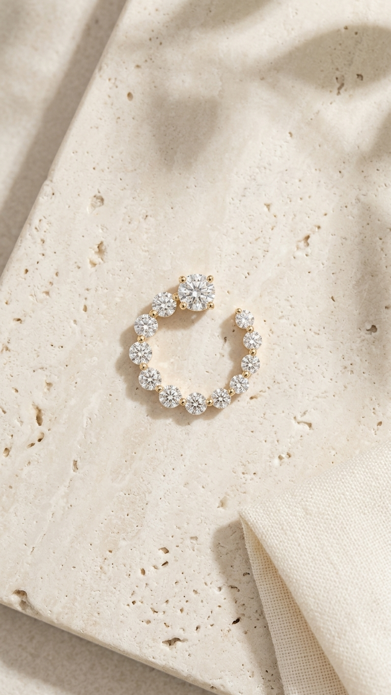 Cielle II claw set diamond hoop earrings in 14k gold, Luma Jewellery