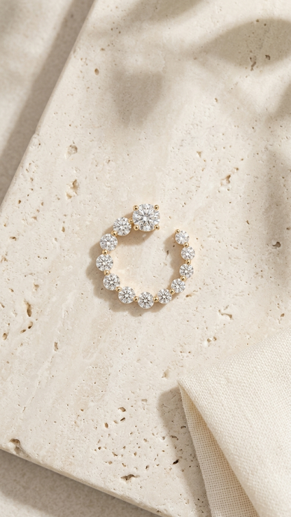 Cielle II claw set diamond hoop earrings in 14k gold, Luma Jewellery