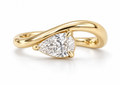 Clara Curve Wave Pear Diamond Ring in 9k Yellow Gold