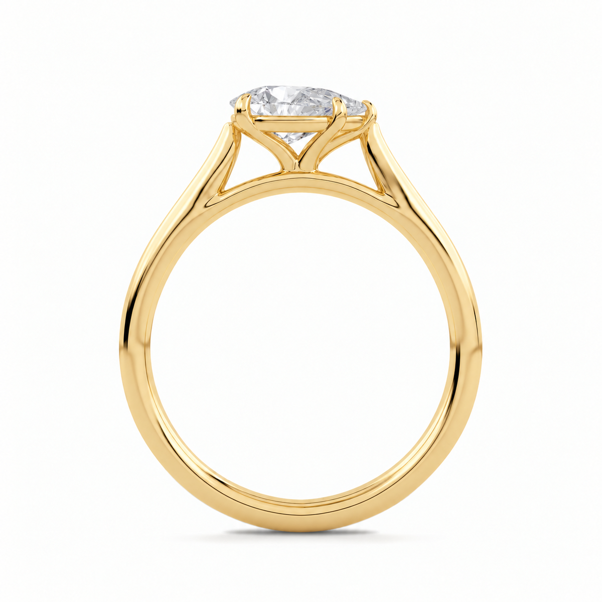 Clara East-West Pear Diamond Solitaire Ring in 9k Yellow Gold