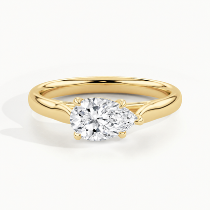 Clara East-West Pear Diamond Solitaire Ring in 9k Yellow Gold