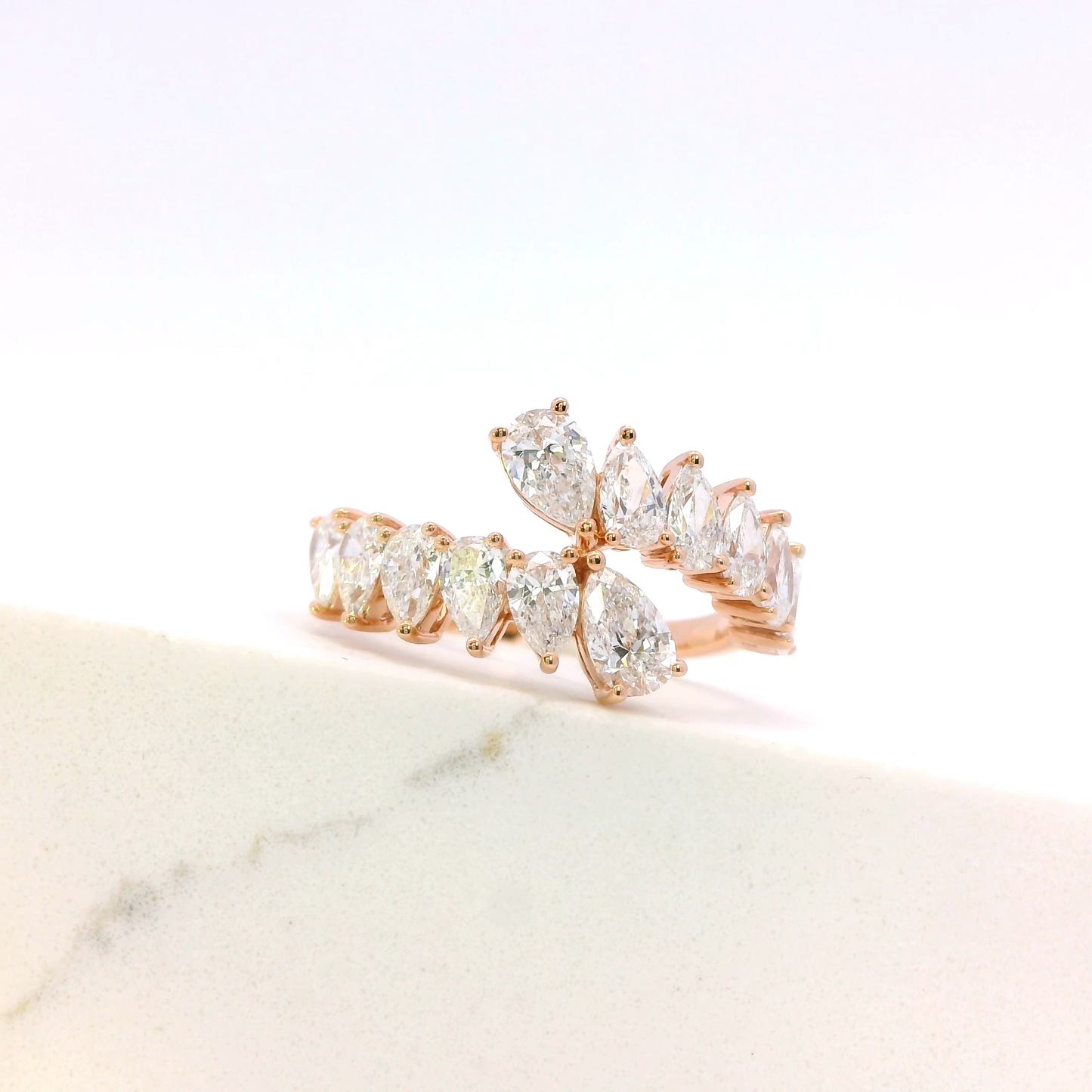 Elaris rose gold diamond ring, side view, Luma Jewellery