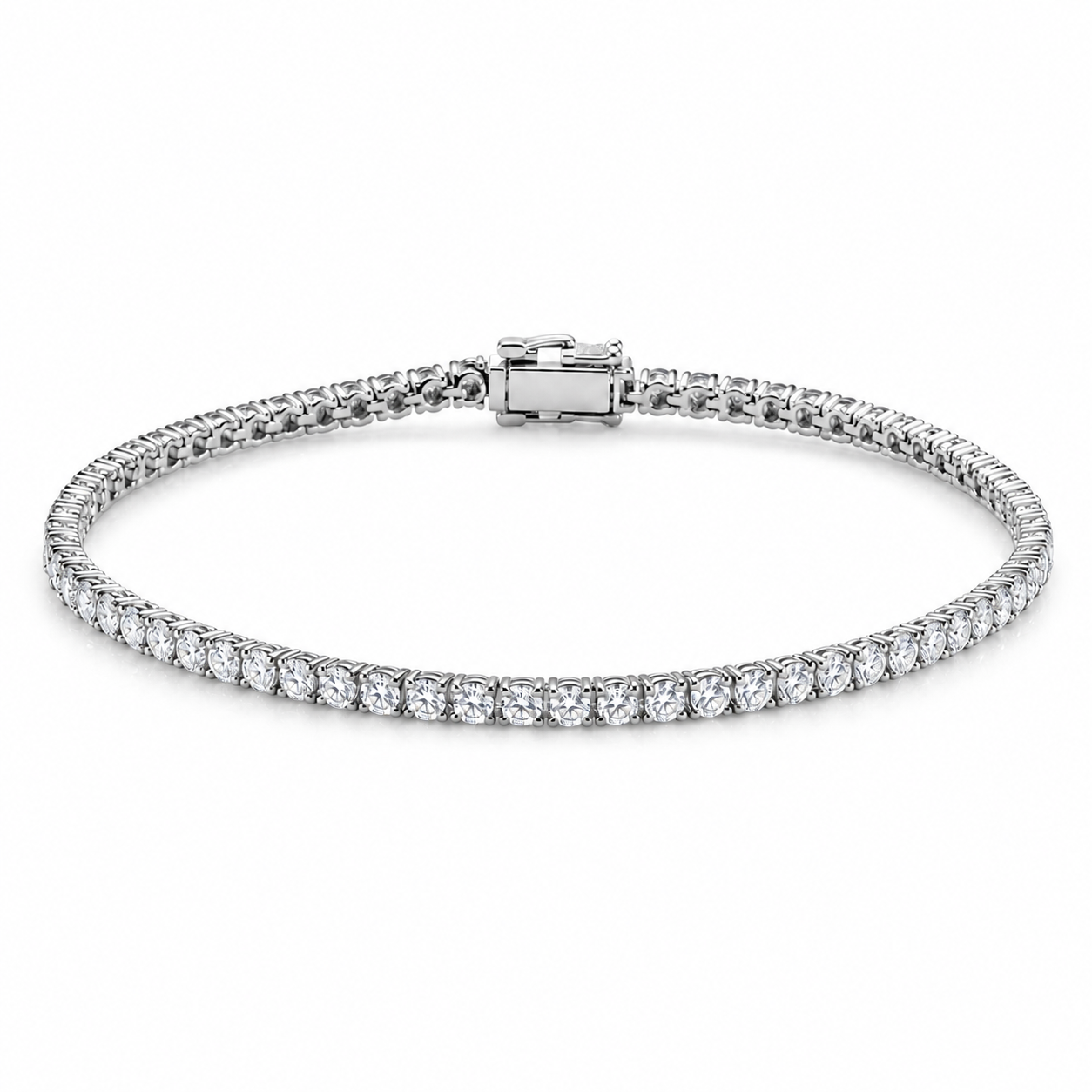 Isaline Fine Line 9k white gold lab grown diamond tennis bracelet on white