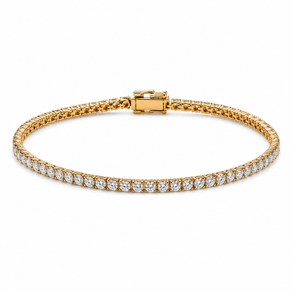 Isaline Fine Line 9k yellow gold lab grown diamond tennis bracelet on white