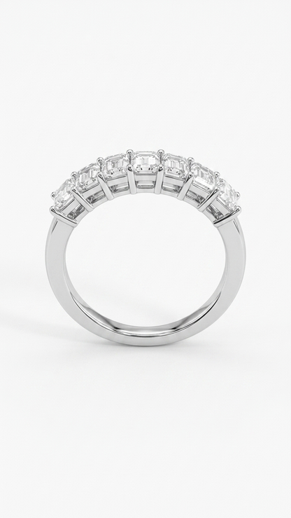 Lucine half-eternity ring with emerald cut lab grown diamonds, 1.48ct, Luma Jewellery