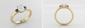 Eilon Oval Diamond & Sapphire Trilogy Ring in 9k Yellow Gold