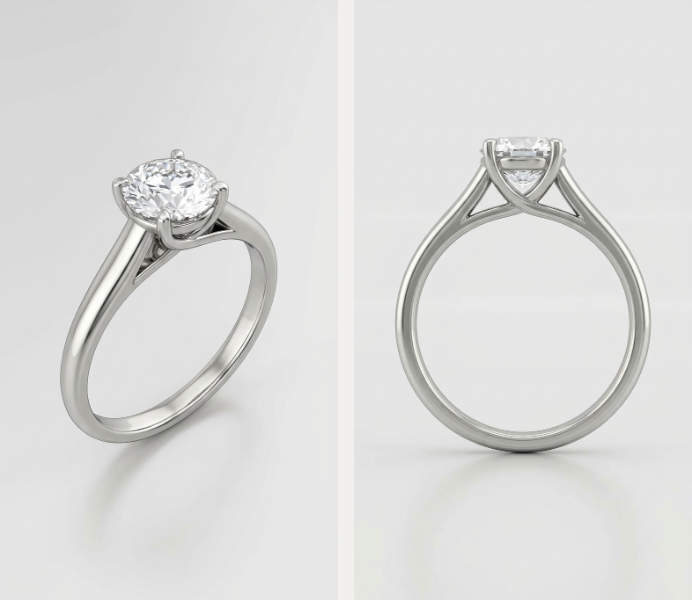 The Anup Ring - Round Brilliant Tapered Styled Engagement Ring