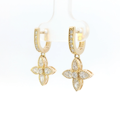 Fiore Gold Flower Diamond Earrings - 1.02ct