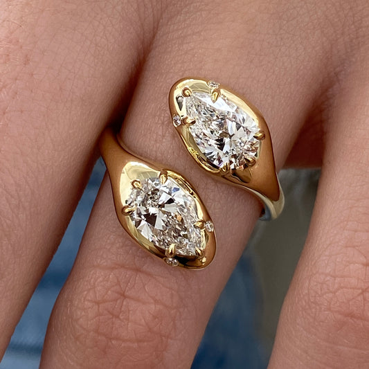 Nerai double stone serpent ring with lab grown diamonds, Luma Jewellery