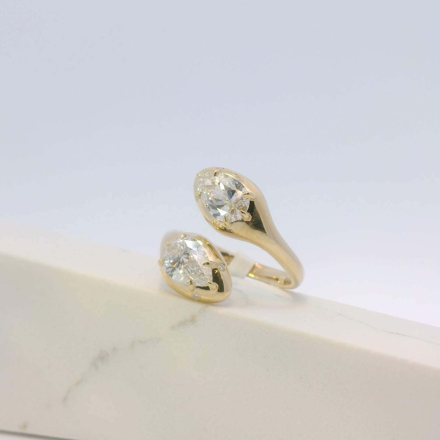 Nerai double stone serpent ring, side view, Luma Jewellery