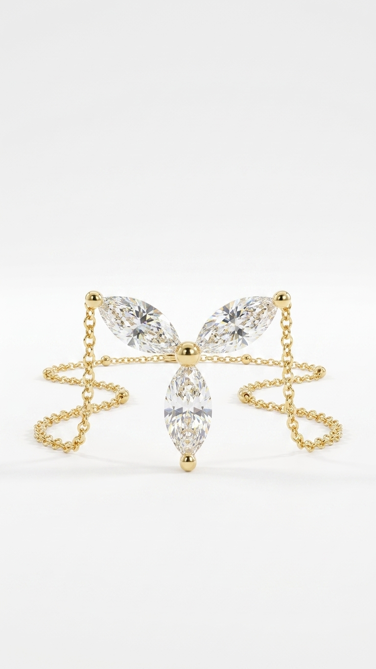 Neriah marquise lab grown diamond necklace in 14k yellow gold, 0.69ct, Luma Jewellery