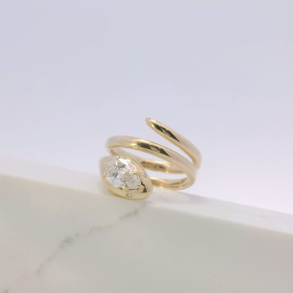 Nerida gold serpent ring with lab grown diamond, Luma Jewellery
