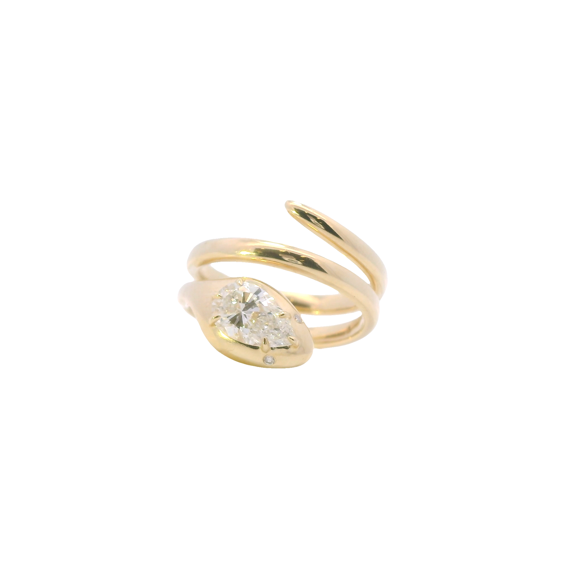 Nerida serpent lab grown diamond ring, yellow gold, Luma Jewellery