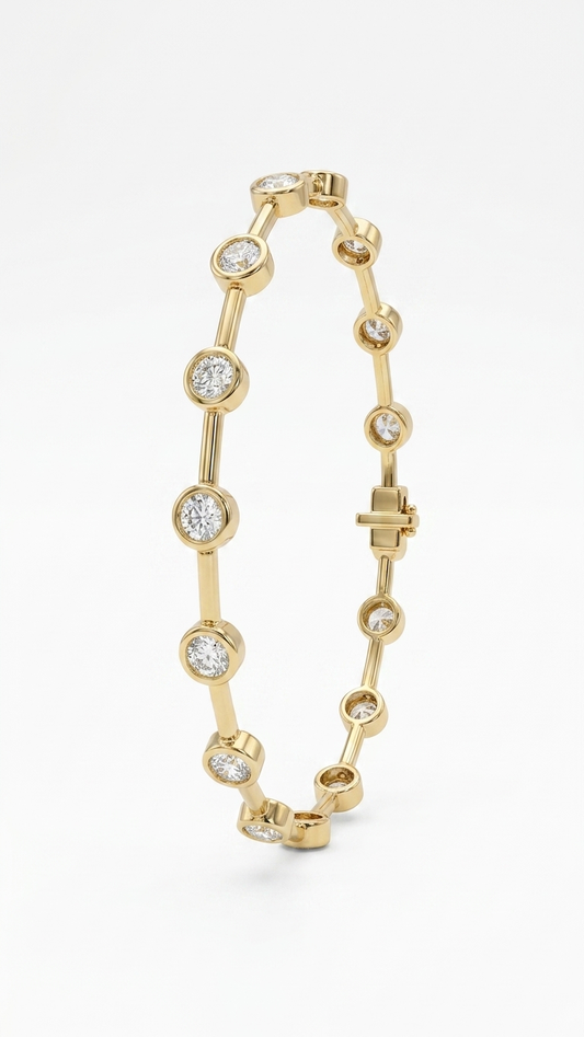 Nerina bezel set diamond tennis bracelet in yellow gold, 3.11ct, Luma Jewellery