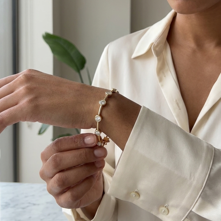 Nerina diamond bracelet with round brilliant lab grown stones, Luma Jewellery