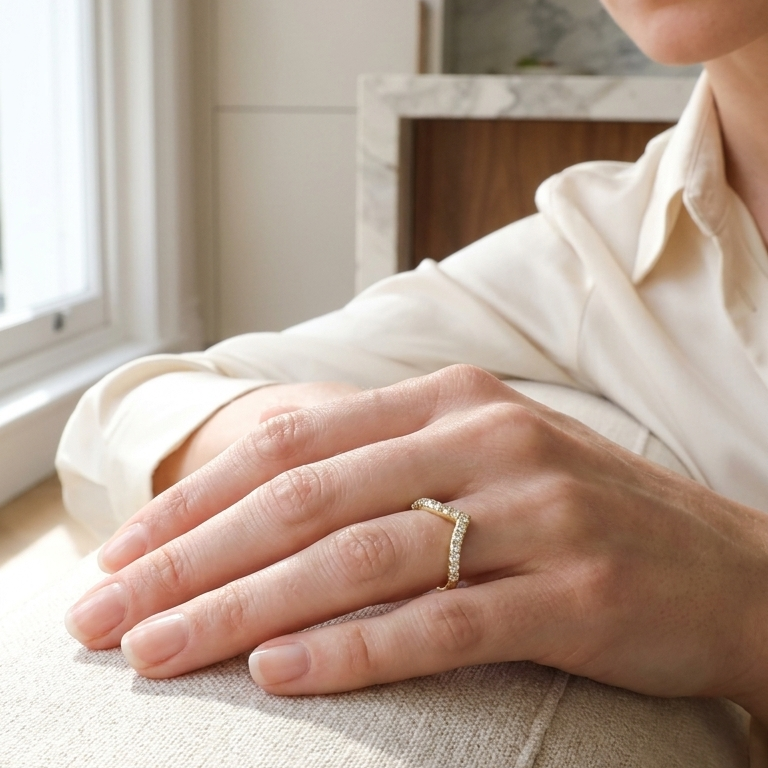 Neris V-shaped diamond ring with lab grown stones, Luma Jewellery