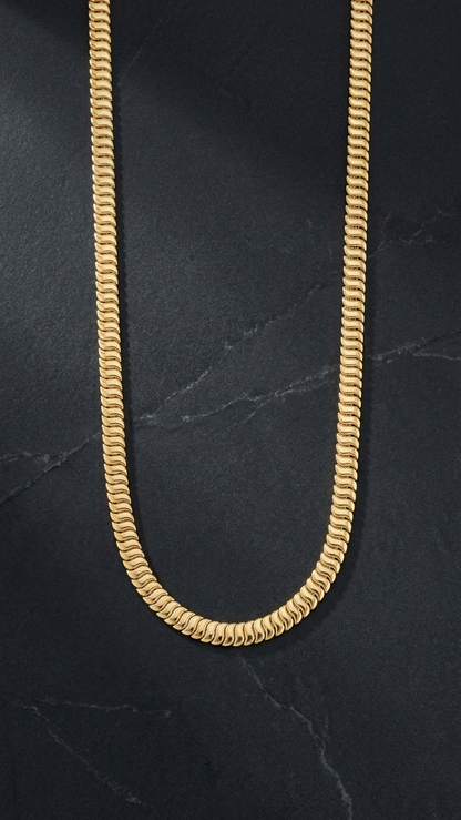 Omega snake chain necklace, yellow gold, Luma Jewellery