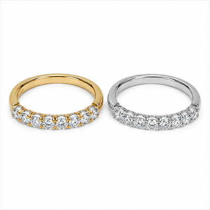 Ottilie round diamond half eternity ring top view in white gold