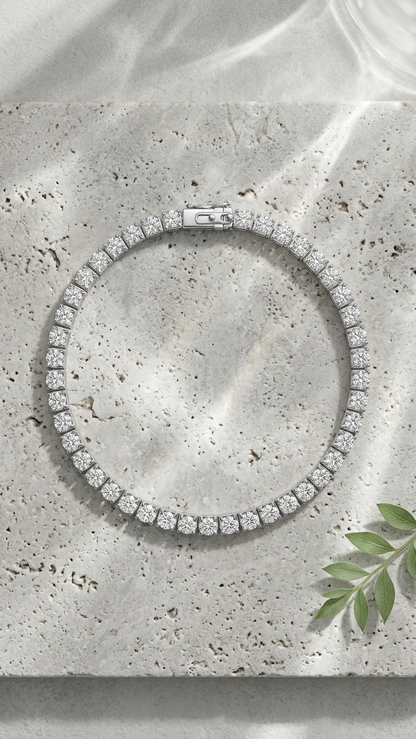 Ameline classic set platinum lab grown diamond tennis bracelet, Luma Jewellery