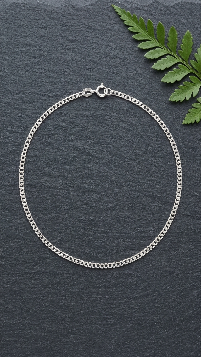 Bea 18k white gold curb chain necklace, Luma Jewellery