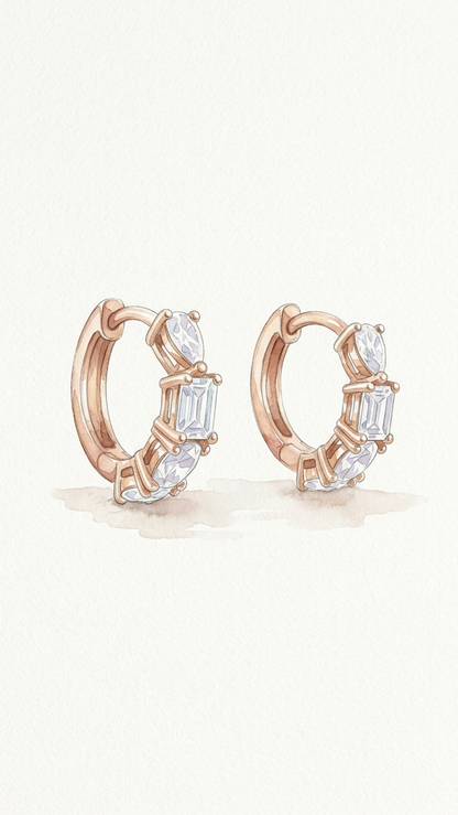 Elara Huggie Diamond Earrings