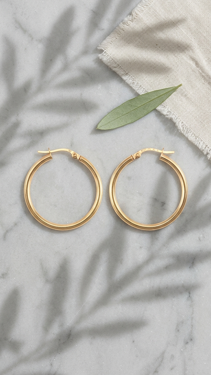 Palma 14ct gold creole earrings