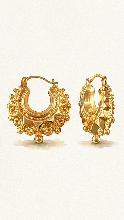 Oriana 9k Gold Creole Earrings