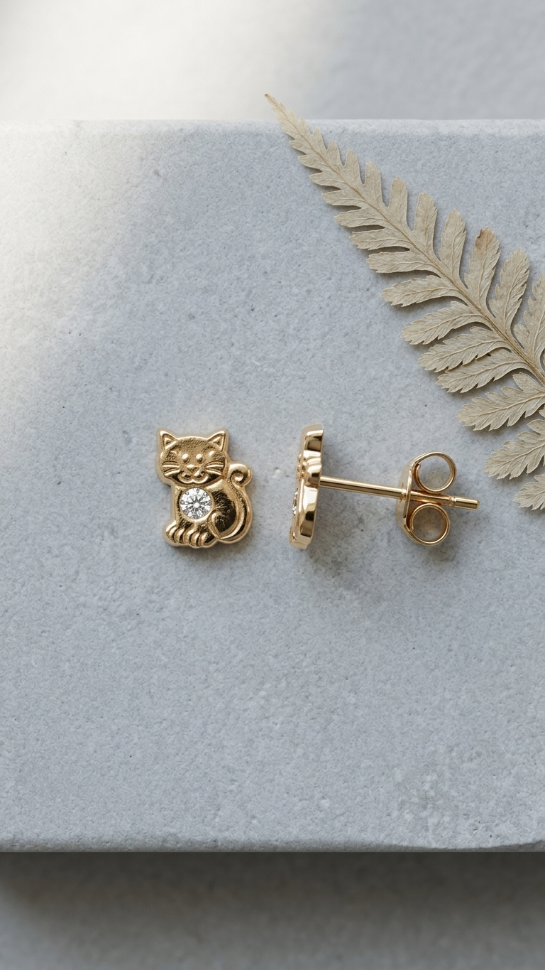 Maris 9ct gold stone set stud earrings