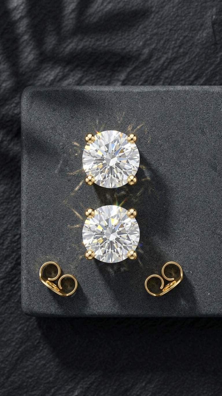 Solenne classic four claw lab grown diamond stud earrings, Luma Jewellery