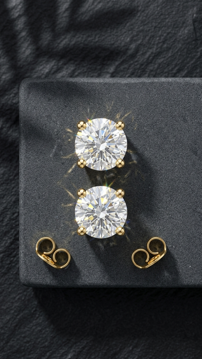 Solenne classic four claw lab grown diamond stud earrings, Luma Jewellery