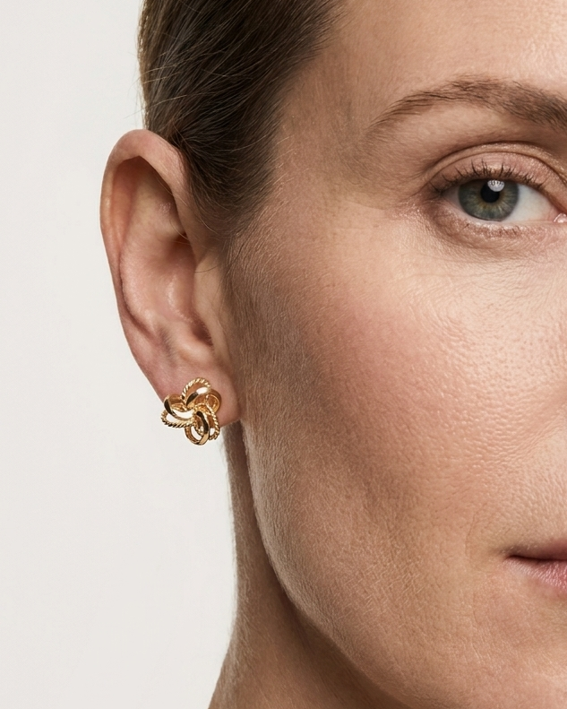 Sanna 9k yellow gold knot stud earrings, Luma Jewellery