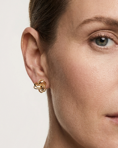 Sanna 9k yellow gold knot stud earrings, Luma Jewellery